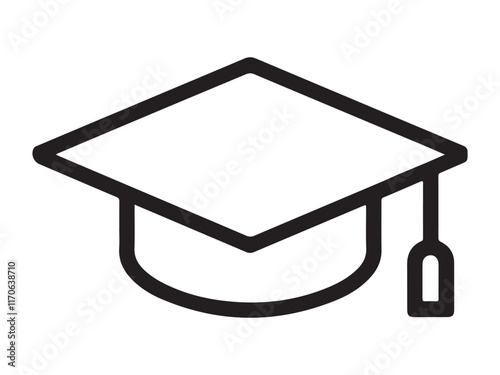 Graduation cap outline web icon vector on white background 
