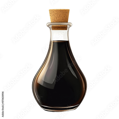 bottle of balsamic vinegar with cork stopper