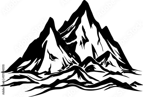 Mountain black vector icon isolated on a transparent background.
