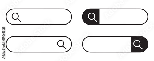 Search bar icon vector for Web UI design project on white background 