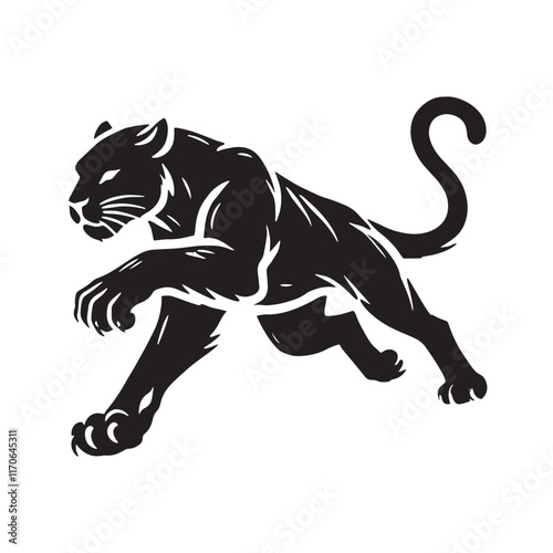 Simplified panther silhouette for modern digital applications - Panther illustration - minimallest panther vector
