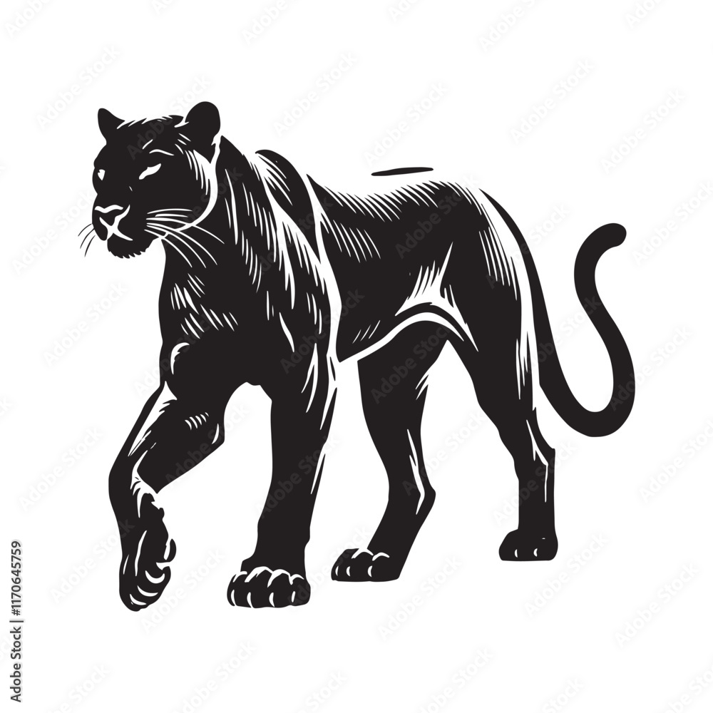 Obraz premium Simplified panther silhouette for versatile artistic applications - Panther illustration - minimallest panther vector 