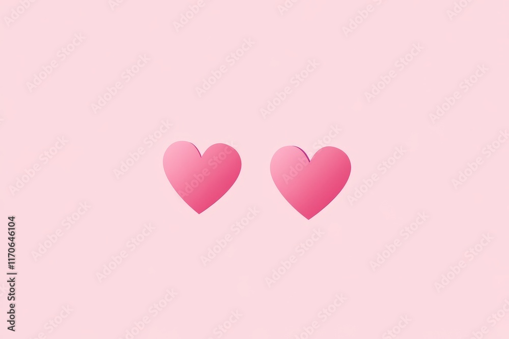 Two hearts in pink background symbolize love and affection for romantic celebrations or events Two hearts in pink background symbolize love and affection for romantic celebrations or events
