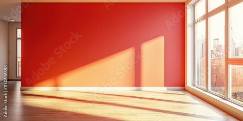 A modern room with a freshly painted accent wall in a bold, trendy color.