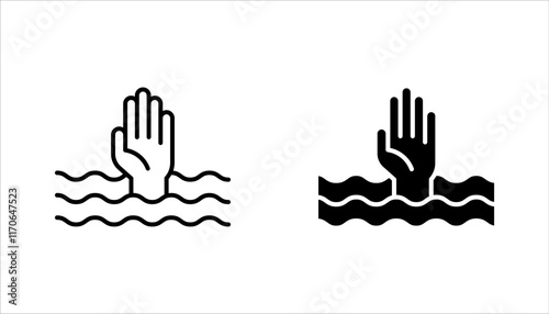 Drowning icon set. saving drowning man sign. vector illustration on white background