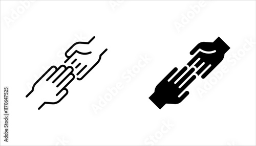 Helping hand icon set. Gesture, sign of help and hope. vector illustration on white background