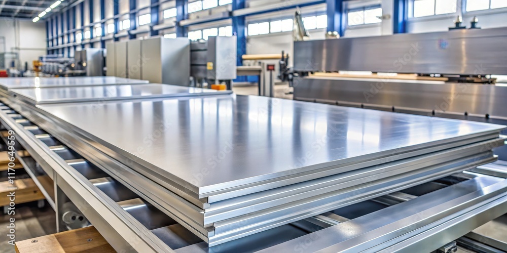 Fototapeta premium Aluminum sheet metal fabrication process , aluminum, manufacturing, aluminum, manufacturing, industry