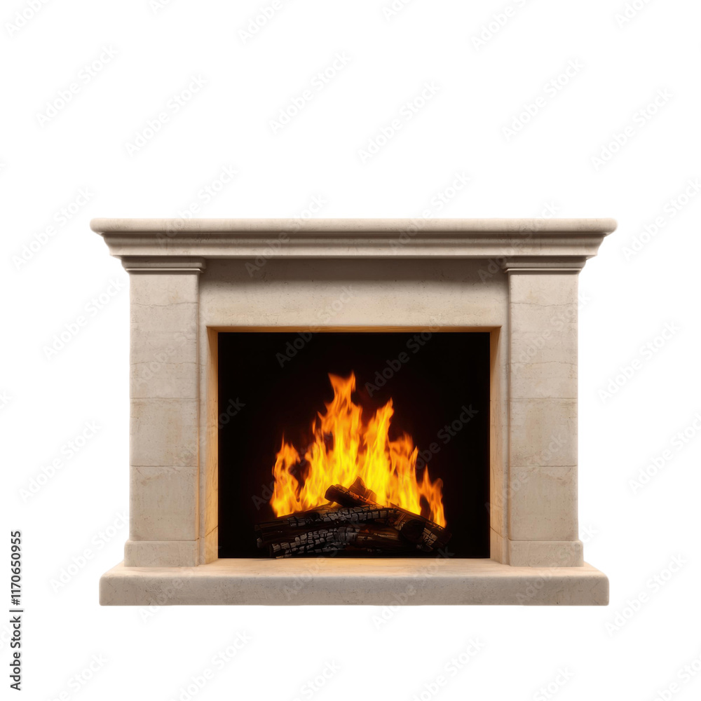 Realistic fireplace with flames on transparency background Realistic fireplace with flames on transparency background