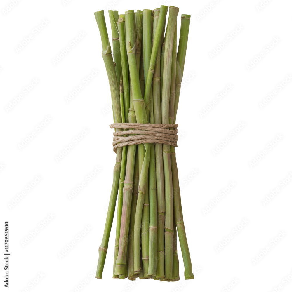 Fototapeta premium Fresh lemongrass stalks bundled together for culinary use