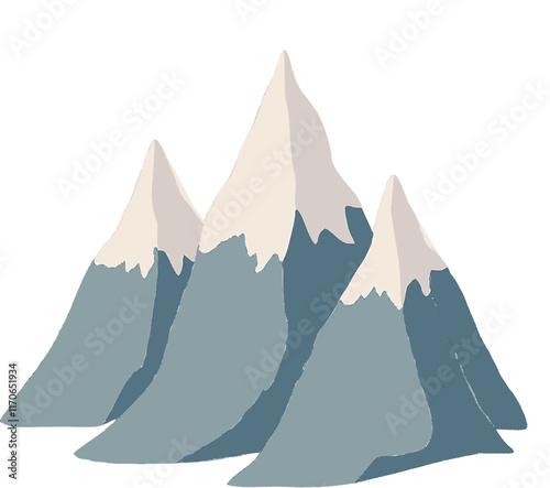 Snow mountain vector icon isolated on a transparent background.