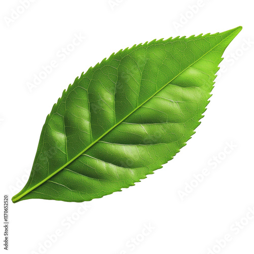 Fresh green tea leaf isolated on transparency background