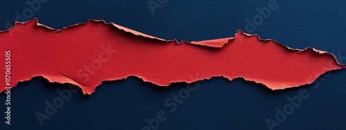 Wallpaper Mural Torn Navy Blue Paper on Navy Background with Vibrant Red Sheet, Centered for Text, Minimalist Design, Striking Contrast Torontodigital.ca