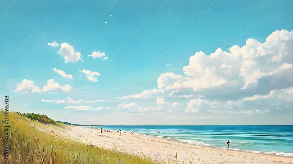 Serene Beachscape Under a Summer Sky Serene Beachscape Under a Summer Sky