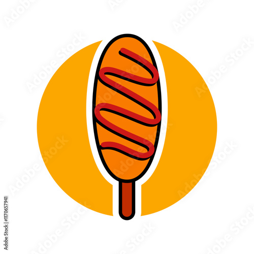 Corn dog logo vector in circle