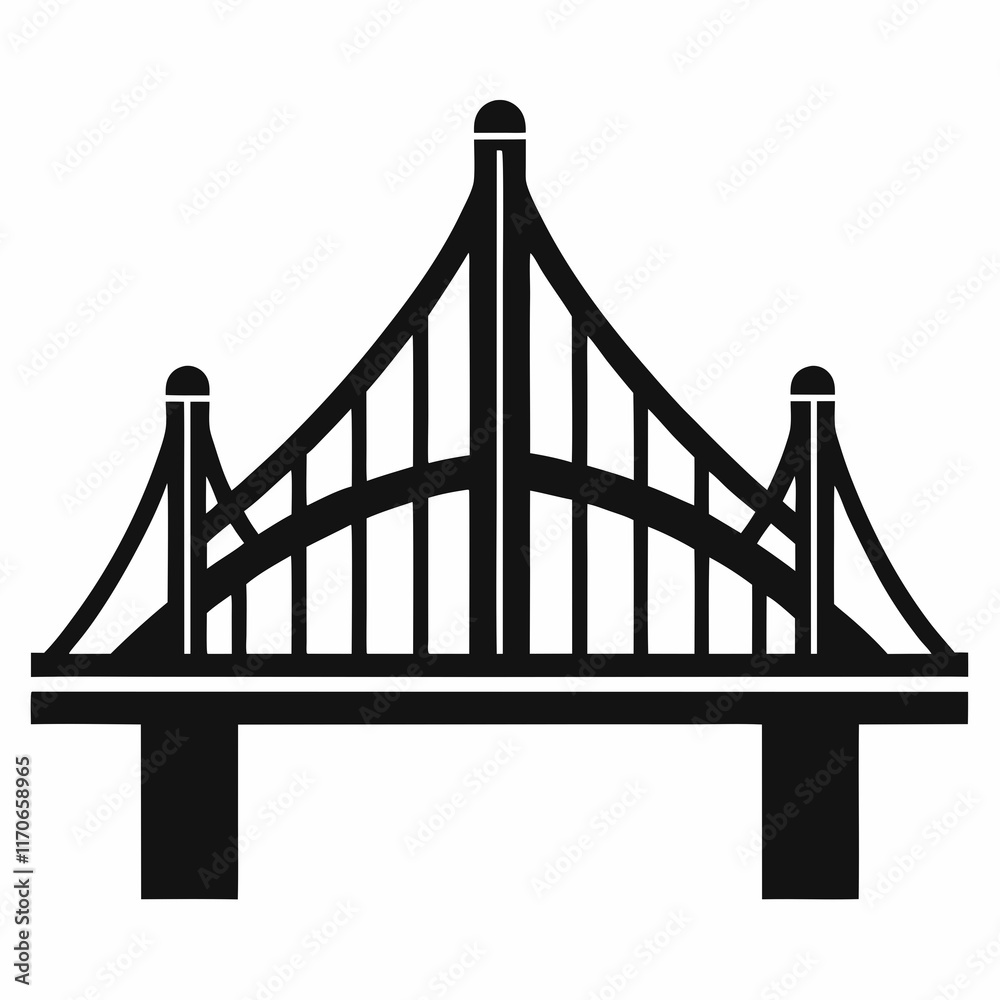 Obraz premium Network Bridge Silhouette Vector Art