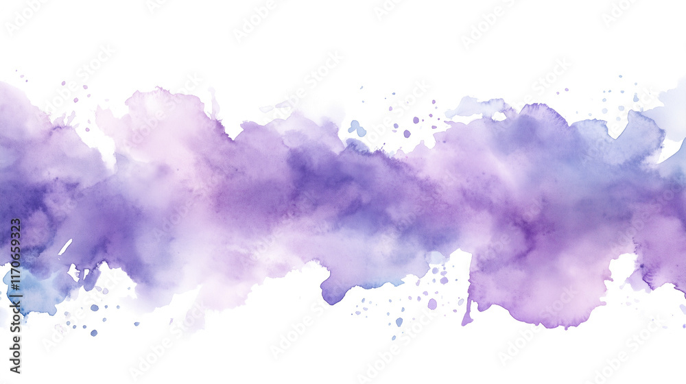 Obraz premium Soft lavender watercolor strip splash isolated on transparent background