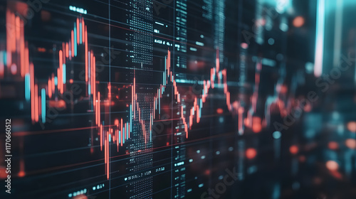 a computer screen with a graph graph on it stock market growth, business investing and data concept with digital financial chart graphs