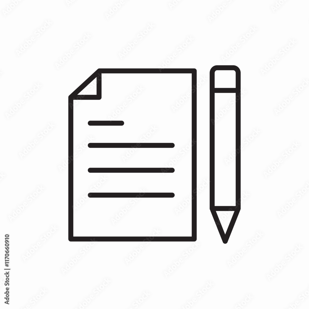 Document Edit Writing Paper Note Icon Vector Sign Document Edit Writing Paper Note Icon Vector Sign