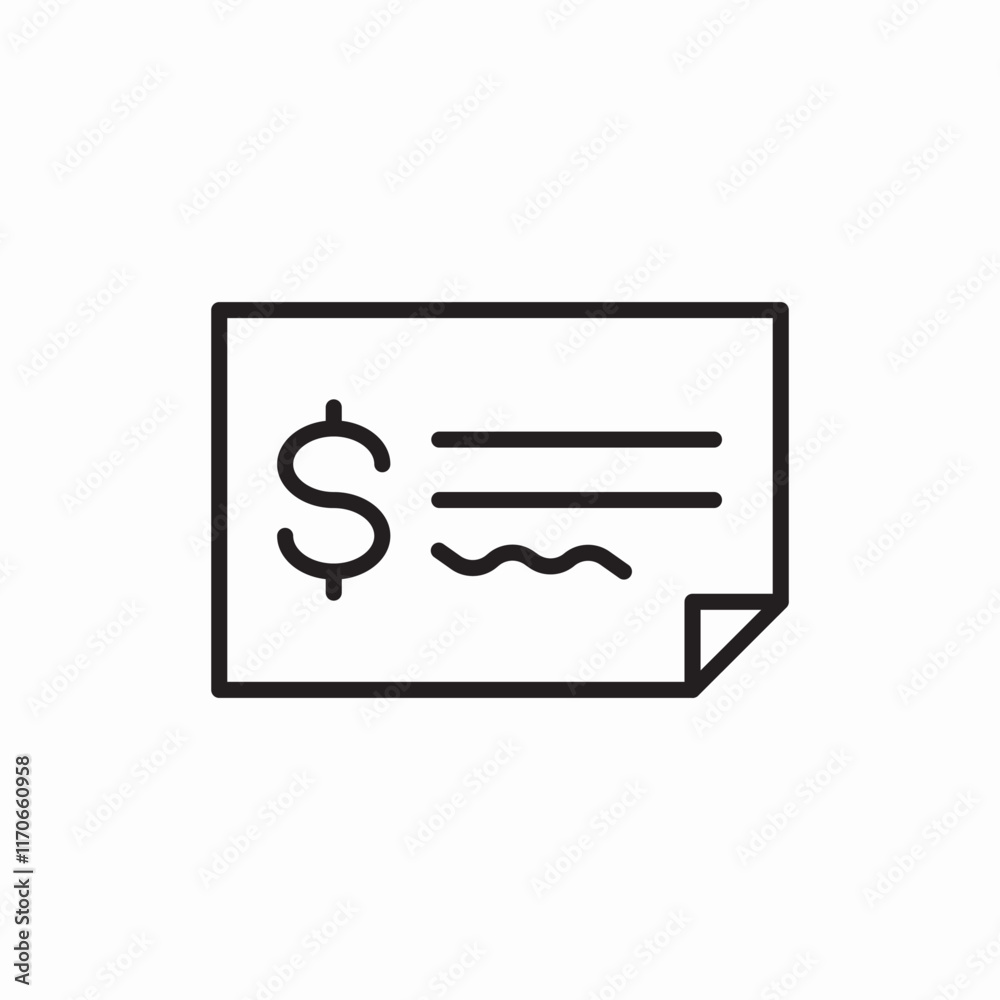 Payment Check Financial Document Money Icon Vector Sign Payment Check Financial Document Money Icon Vector Sign