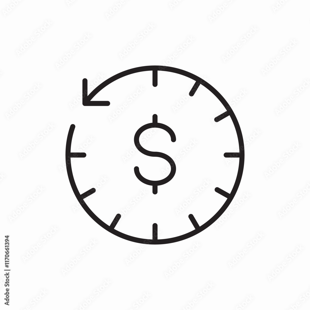 Time Value Money Clock Finance Icon Vector Sign Time Value Money Clock Finance Icon Vector Sign