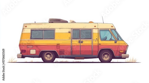 RV Motorhome Cut-Out Highlighting Travel, Adventure, and Camping Lifestyle
