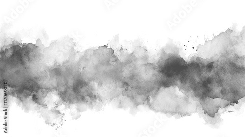 Ash gray watercolor wash  isolated on transparent background