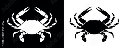 Blue crab. Logo. Isolated crab on white background