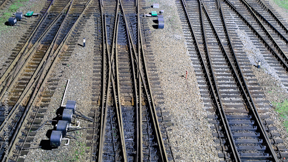 railway tracks and railway switches at the station railway tracks and railway switches at the station