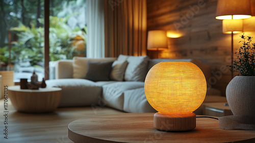 luxury living room, lamp light 