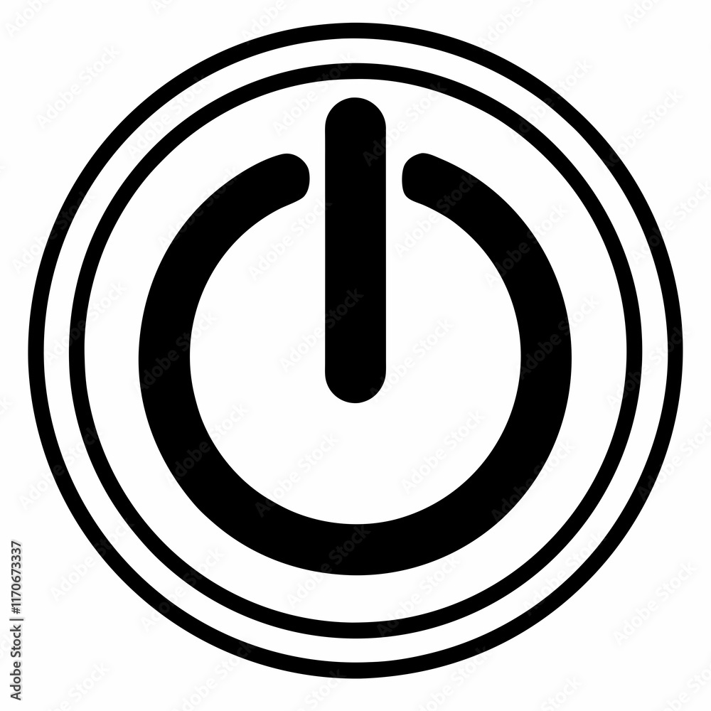 Power Button Black Silhouette Vector Power Button Black Silhouette Vector