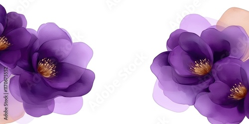 Fototapeta Naklejka Na Ścianę i Meble -  Elegant purple flowers with soft watercolor background