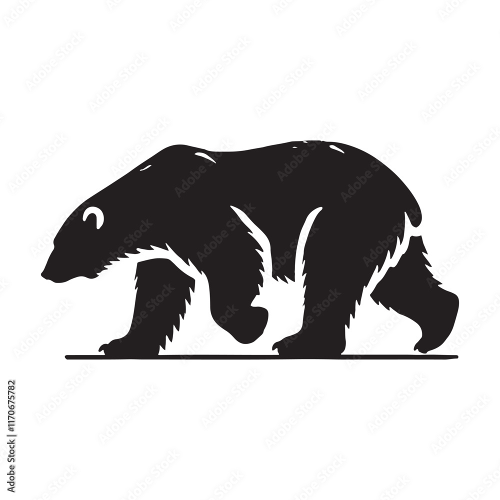 Obraz premium Detailed polar bear silhouette for digital design projects - Polar bear black vector 