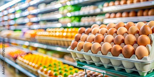 Fresh Chicken Eggs on Supermarket Shelf, Buy Now!