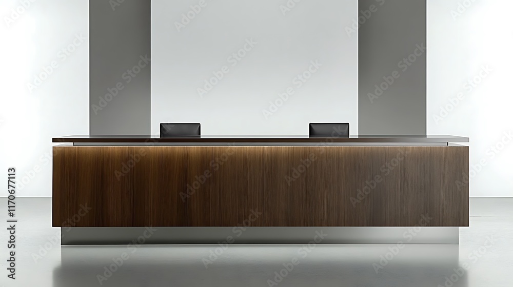 Modern Wooden Reception Desk with Two Seats