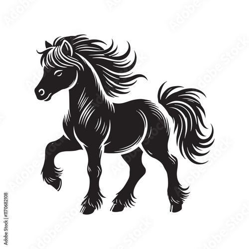 Creative pony silhouette for innovative design needs - Pony illustration - minimallest pony vector
