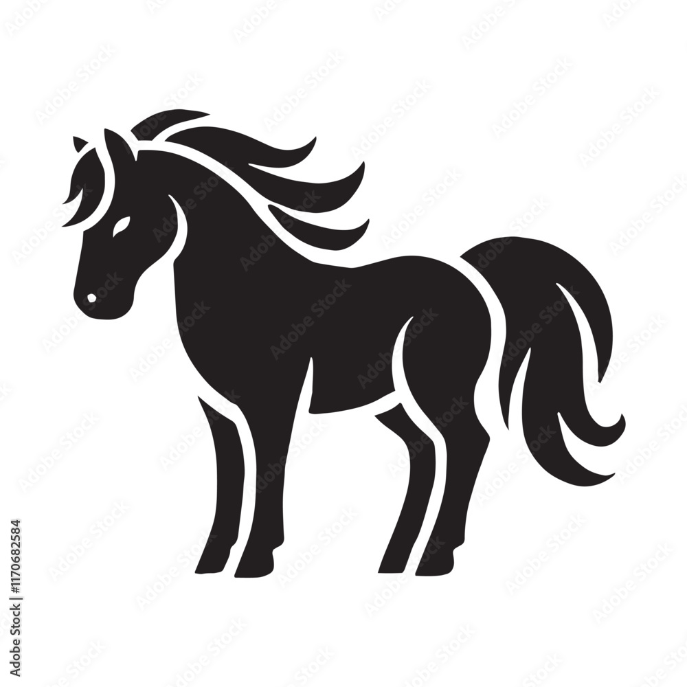 Playful pony silhouette for versatile media applications - Pony black vector
Playful pony silhouette for versatile media applications - Pony black vector
