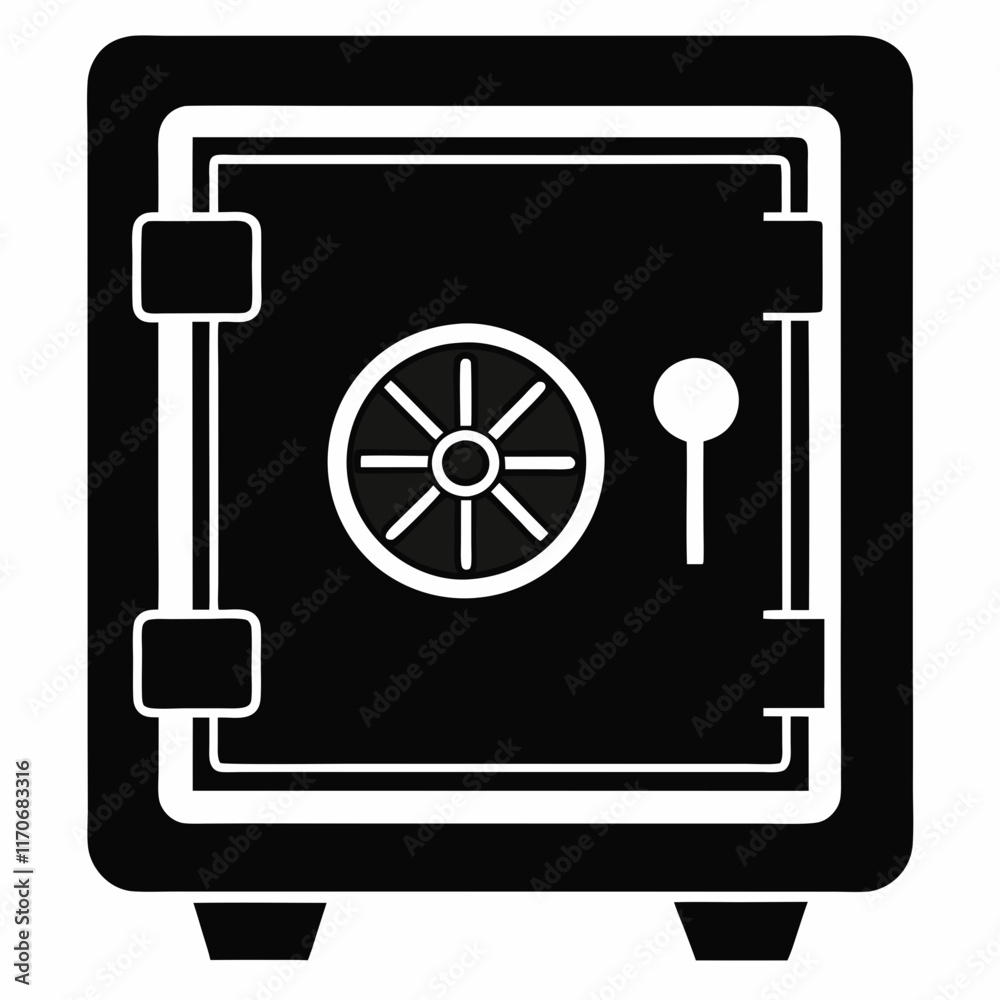 Safe Vault Black Silhouette Vector Safe Vault Black Silhouette Vector
