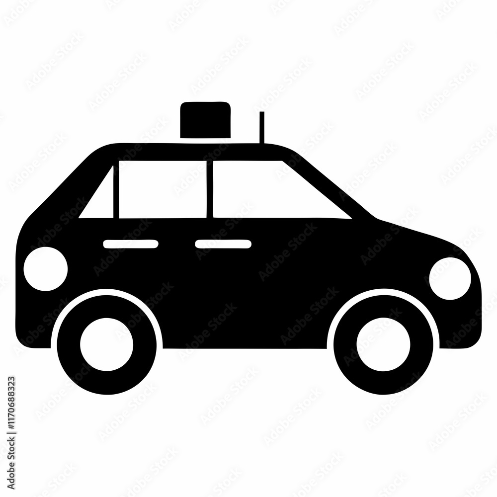 Fototapeta premium Self Driving Car Silhouette Vector Art
