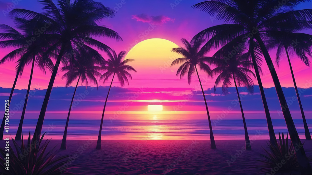 Obraz premium A beach with palm tree