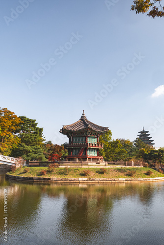Photography Hyangwonjeong Pavilion, Gyeongbokgung Palace, Seoul, South Korea