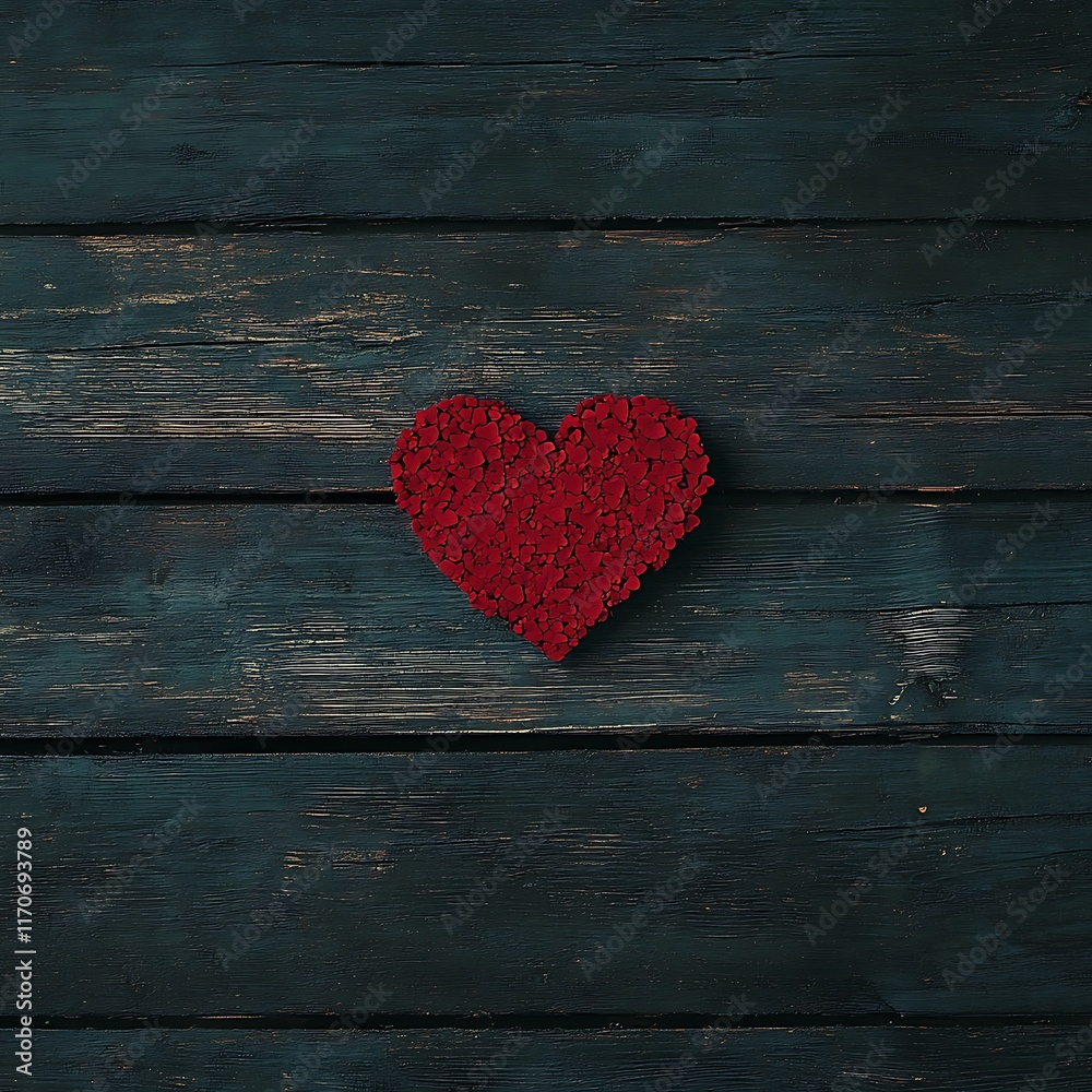 Valentine's Day card with heart-shaped design on wooden background Valentine's Day card with heart-shaped design on wooden background