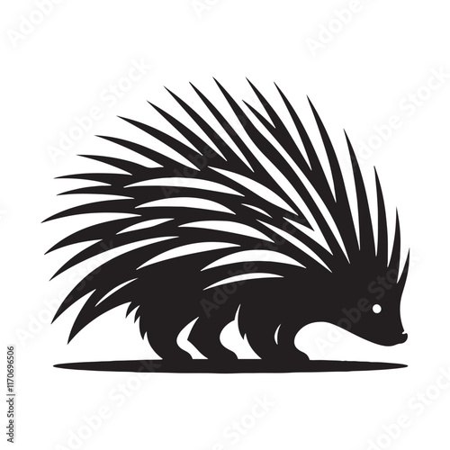 Bold porcupine silhouette for innovative digital designs - Porcupine illustration - minimallest porcupine vector
