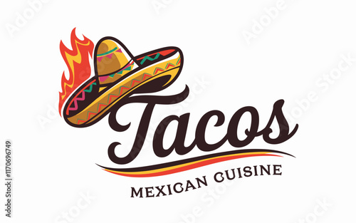 Tacos Logo: Authentic Mexican Cuisine with Sombrero Icon