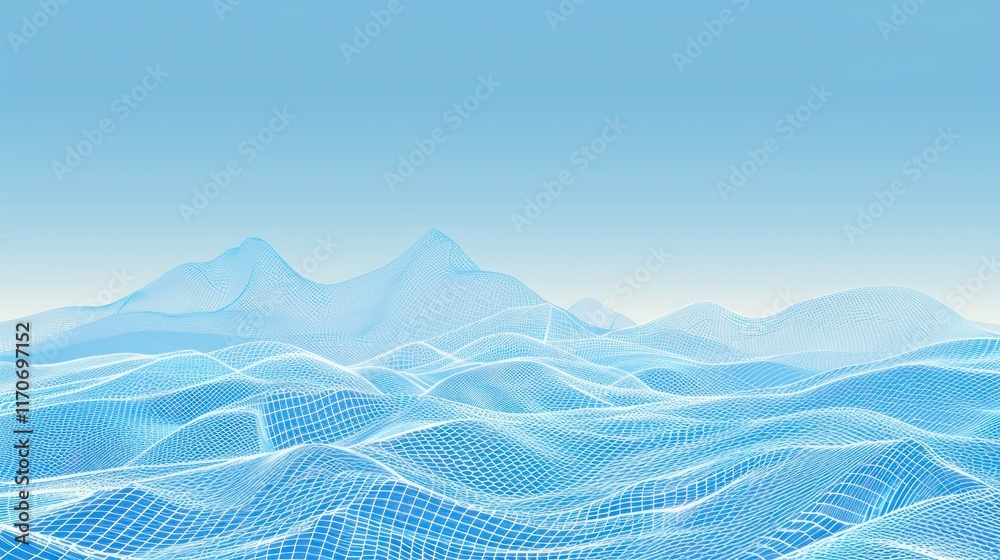 Fototapeta premium Abstract Landscape of Wireframe Hills