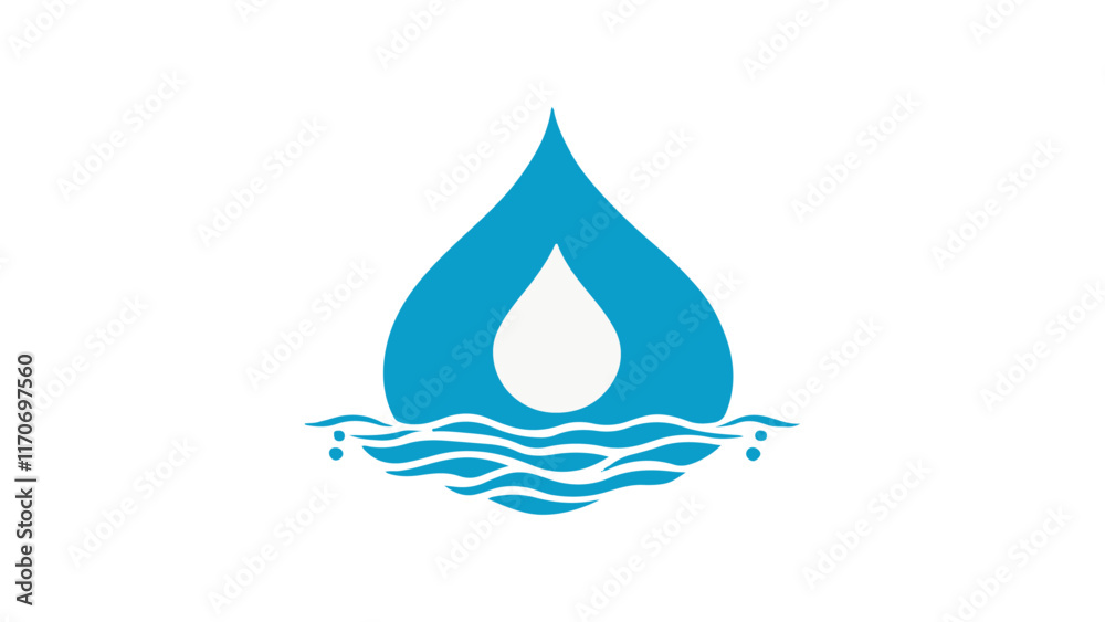 water drop icon, simple water icon, icon with sea and a water drop blue vector illustration simple symbol water drop icon, simple water icon, icon with sea and a water drop blue vector illustration simple symbol
