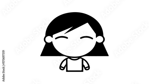 simple vector outline illustration of a girl, girl icon symbol simple vector illustration, schoolgirl simple icon sign