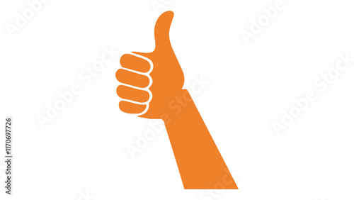 orange hand with thumb up, orange thumb up symbol vector illustration shape silhouette