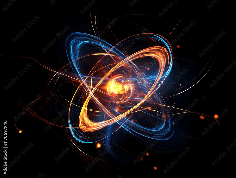 Fototapeta premium Dynamic atomic energy visuals abstract space digital art infinity background macro view quantum concepts for science enthusiasts