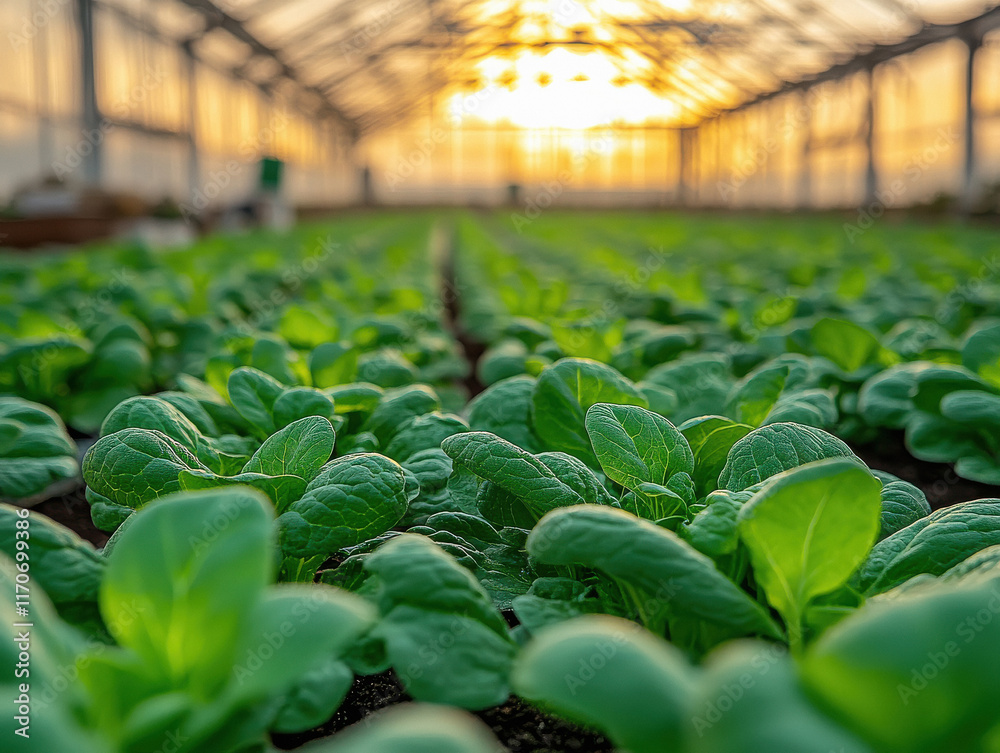 a high-tech greenhouse In the background a modern advanced systems and precision farming equipment. a high-tech greenhouse In the background a modern advanced systems and precision farming equipment.