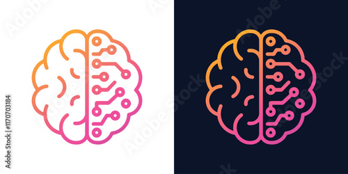 Digital Brain with AI chip Processor. Business idea and innovation. Artificial intelligence and innovation technology concept. AI microchip, semiconductor. Vector illustration